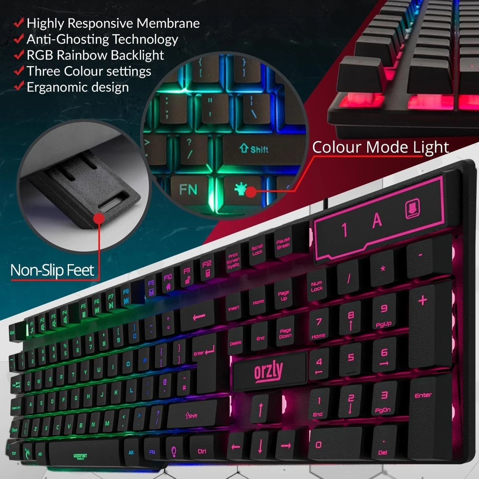 Gaming Keyboard RGB USB Wired Rainbow Keyboard Designed for PC Gamers, PS4 - Image 3 of 4