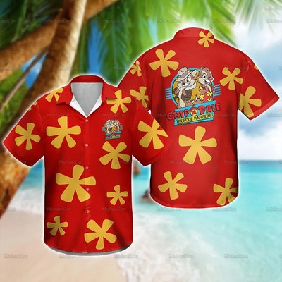 Disney Chip 'n Dale Aloha Beach Disneyland Vacation Summer Trip Hawaiian Shirt