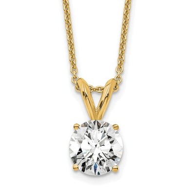 14k Gelbgold 3/4 kt Rundschliff Labor gezüchtet Diamant Solitär Anhänger Halskette 18''