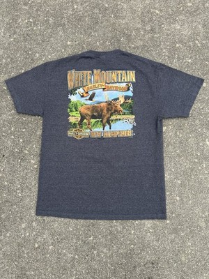2016 Harley Davidson White Mountain New Hampshire Moose T Shirt Gray Size Large