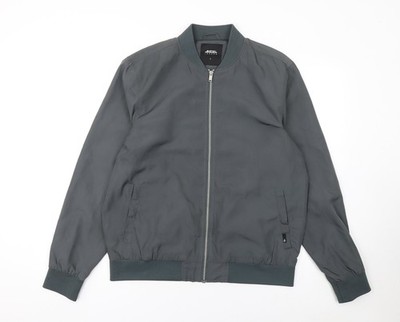 Burton Menswear London Herren Grau L Bomberjacke Full Zip Freizeit