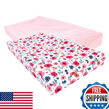 Touched by Nature Unisex Baby Organic Cotton Changing Pad Cover Garden Floral On