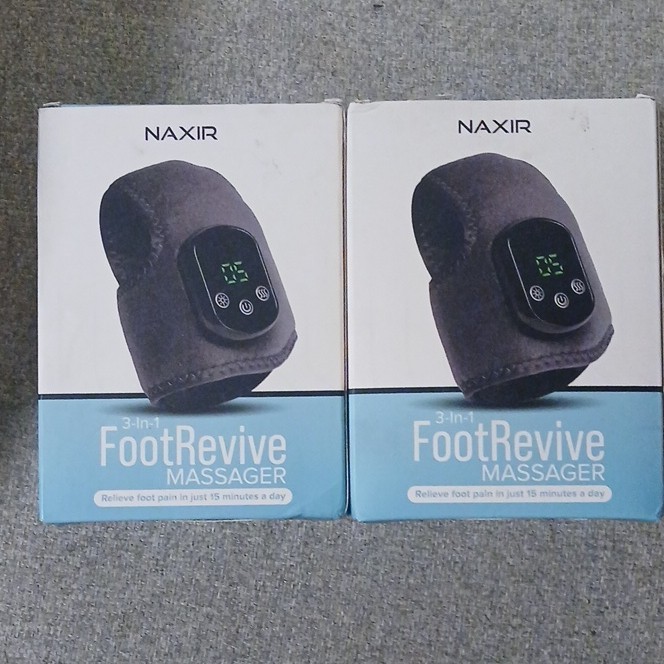 NAXIR FootRevive Foot Massager Heated Wireless Rechargeable Black (2 Boxes)