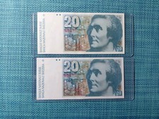 🇨🇭 Switzerland 20 franken francs 1986 P-55d AU (Qty2) Banknotes 011026-24