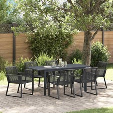 Garden Dining Set Garden Table Balcony Coffee Table Dining Set Black Poly Rattan