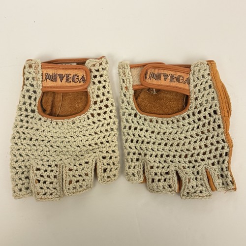 UNIVEGA Vintage Cycling Bicycle Gloves Leather Crochet Made in Korea Mens Sz M
