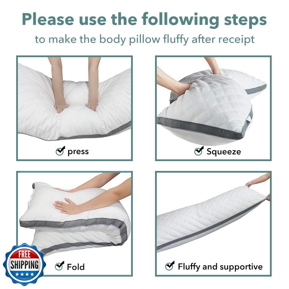 Oubonun Premium Adjustable Loft Quilted Body Pillows - Firm and Fluffy - Qual