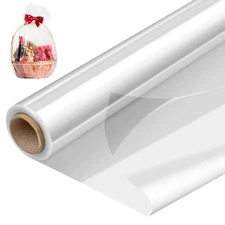 34 In x 100 Ft Clear Cellophane Wrap Roll Extra Wide 2.5 Mil Thick Transparen...