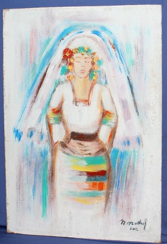 2012 expressionist gouache painting woman portrait - Picture 4 of 12