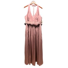 White by Vera Wang Halter Maxi Dress Women's 20 Pink Satin Formal Evening NWT
