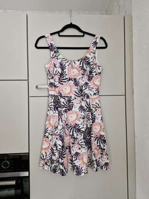 Divided by H&M women's dress colorful flowers pink spring/summer fashion fashion size 36