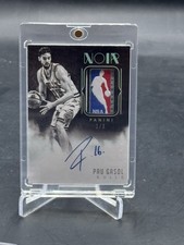 2014 Panini Noir Pau Gasol Jumbo Logoman Laundry Tag Patch Auto 1/3 Bulls 1/1