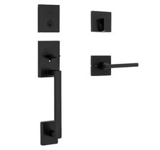 Kwikset San Clemente Front Door Lock Handle Set/Deadbolt Matte Black .. No Key!
