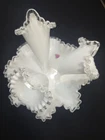 Fenton Milk Glass Silvercrest Silver Crest 3 Horn Epergne - Vintage Original USA