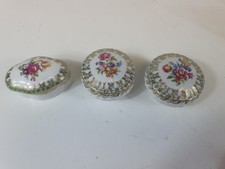 3 Lidded Dresden China Decorative Trinket Boxes