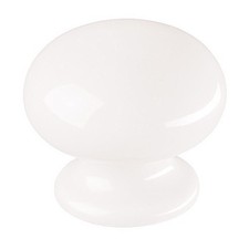  5 Pack 1-1/2 inch Flared Bottom Ceramic Knob White