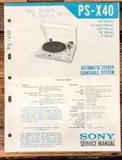 Sony PS-X40 Record Player / Turntable Service Manual Original