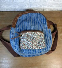 Bohemian Style Blue Striped Floral Print Backpack Laptop Bag LuLu