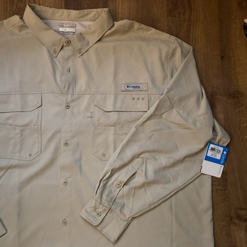 NEW Columbia PFG Tamiami Blood 'N Guts Long Sleeve Beige Fishing Shirt Men's 4X