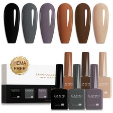 Gel Nail Polish Set – 6 Colors (Black, Brown, Nude, Grey, Khaki), 9ML Soak Of...