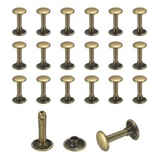 50 Sets Leather Rivets 9mm Double Cap Rivets 16mm Height Tubular Studs Bronze,