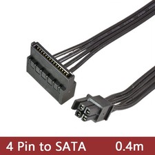 4Pin to SATA Power Cable 1 to 1 Splitter Adapter 0.4m for HDD SSD PC Motherboard