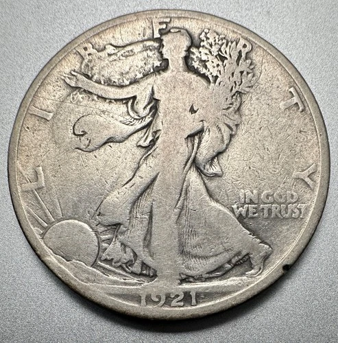 1921-D  WALKING LIBERTY HALF DOLLAR   VG DETAILS  KEY DATE  #1213