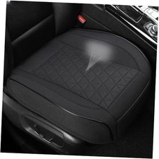 Linen Front Car Seat Cover Protector Anti-Slip 1pc Triangular Pattern-Black