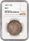 1897 S 50C Barber Half Dollar Silver NGC AG3 About Good Circulated Coin