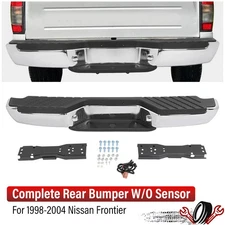 For 1998-2004 Nissan Frontier Complete Rear Step Bumper Assembly Chrome Steel