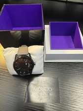 MOVADO Bold Verso 42MM Black-Ion Plated SS Gray LTHR Men's Watch 3600695