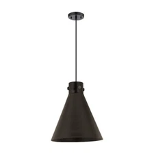 Innovations 410-1P Newton Metal Cone 14" C Pendant, BK/BK - 410-1PL-BK-M411-14BK