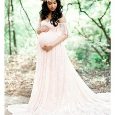 Lace Pregnancy Dresses Maternity Maxi Gown Clothes For Photography Photo Shoot