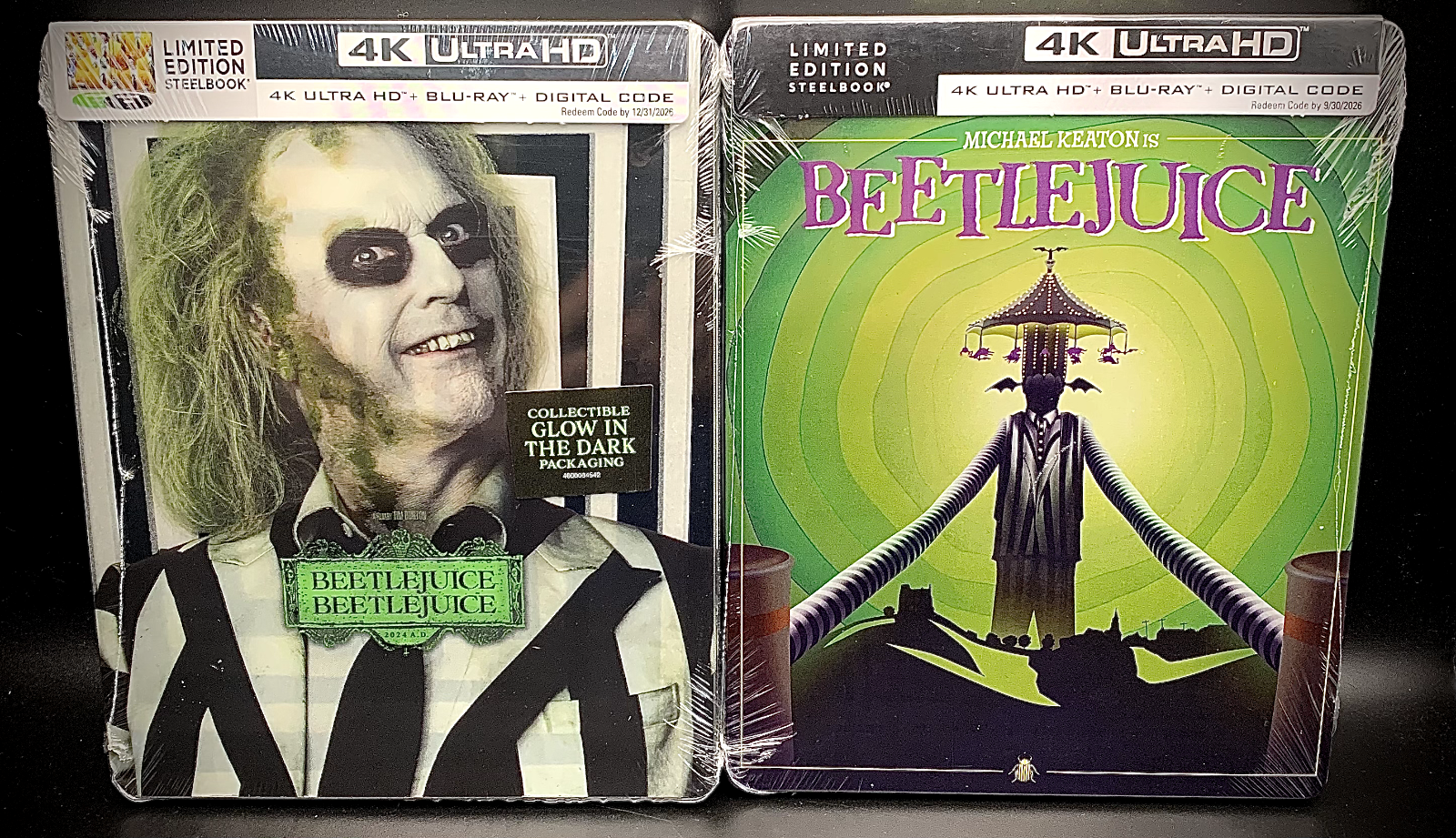 BEETLEJUICE & BEETLEJUICE BEETLEJUICE 4K UHD BLURAY STEELBOOKS **NEW & SEALED!**