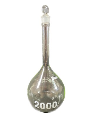 CHEMGLASS 2000mL Class A Volumetric Flask With Glass Stopper #27 CG-1600-10