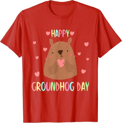 Funny Happy Groundhog Day 2025 Present Cute Heart Unisex T-Shirt