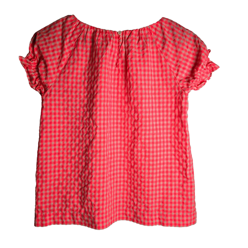 Crew Cuts Bright Gingham Plaid Blouse Kids 12 - Picture 7 of 7