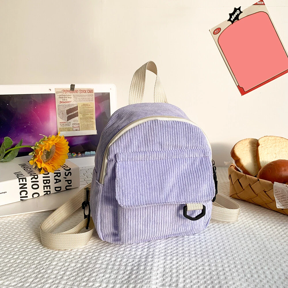 Style Corduroy Solid Color Backpack Girl Autumn Winter Small