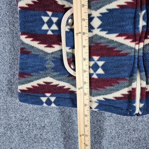 Jane Ashley Aztec Print Sherpa Lined Furry Zip Up Vest Blue/Red Women's Size XL - Picture 5 of 6