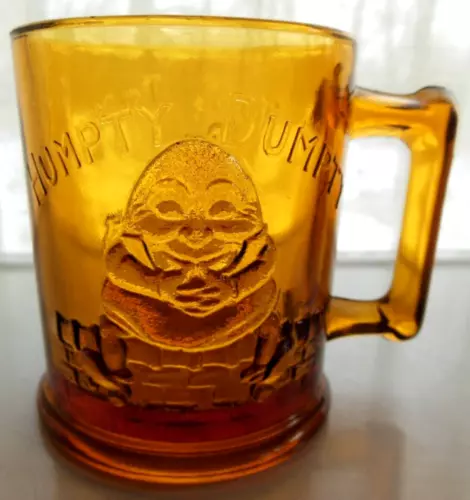 Tiara Indiana Glass Amber 8 ounce Nursery Rhyme Child's Mug Cup