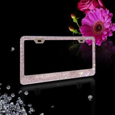 Super Shinning 13 Row Purple Glass Crystal Chrome Metal License Plate Frame Super Shinning 13 Row Purple Glass Crystal Chrome Metal License Plate Frame