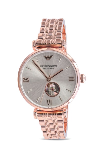 emporio armani rose gold tone and stainless steel ladies watch