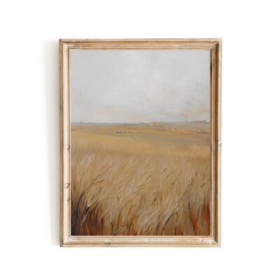 Autumn barley field painting Paper Poster Prints vintage art, oil painting, land