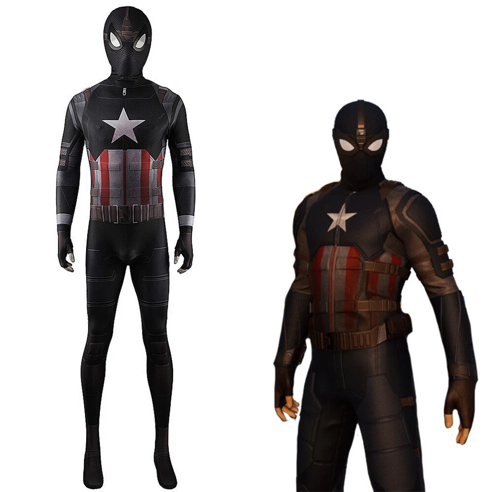 Captain America Stealth Spiderman Jumpsuit Cosplay Superhero Costume Halloween - Image 3 of 4