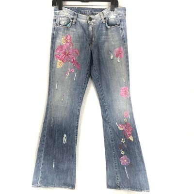 painted flowers on jeans