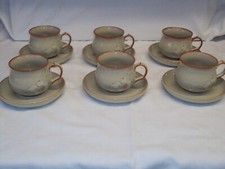 Vintage Denby Daybreak Set of 6 Cups and Saucers