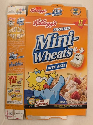 Frosted Mini-Wheats Bites Empty Cereal Box Flat - THE SIMPSONS 