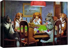 16"x24"-C. M. Coolidge Wall Art Canvas Print - Dogs Playing Cards