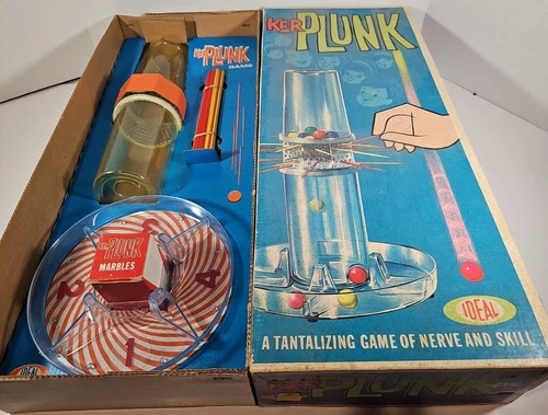 Kerplunk Vintage 1967 Ideal Game Original Box Marbles and Sticks