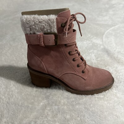 Zodiac Womens Gemma Fur,Dkblush  Combat & Lace-up Boots 8.5 Medium H8873L1650